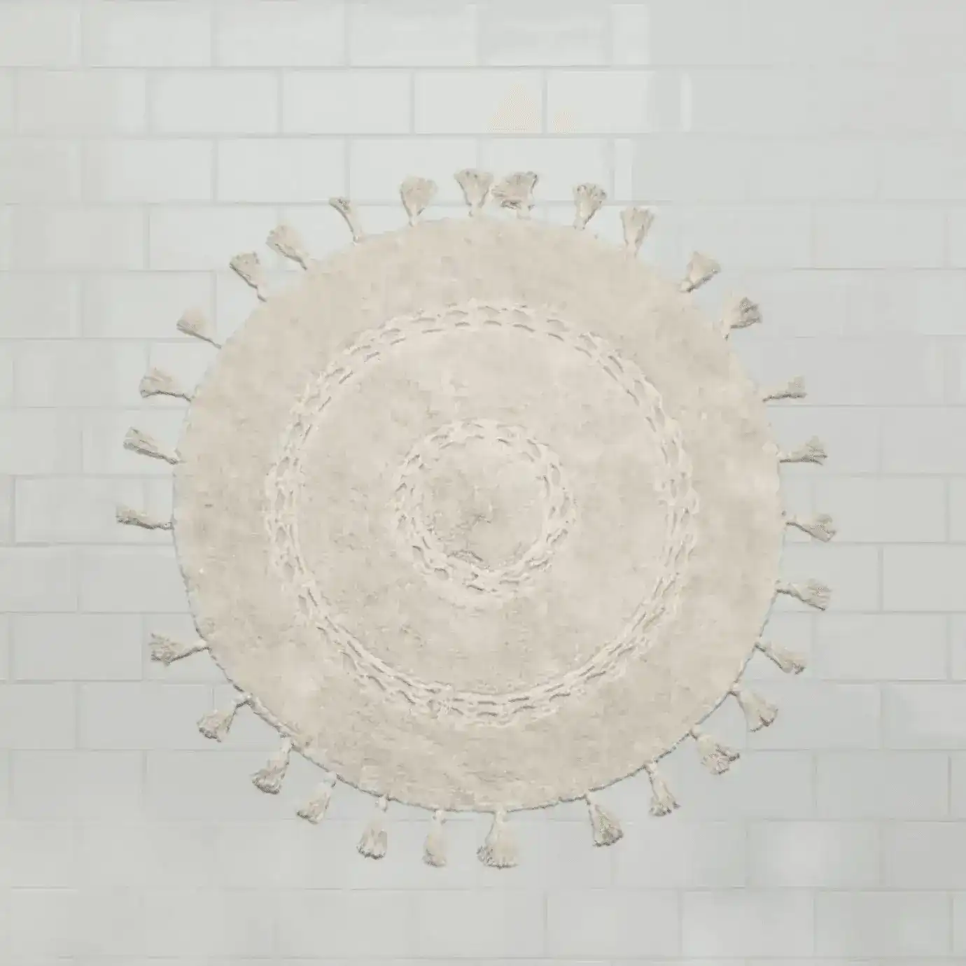 100% Non-Toxic Cotton Boho Round Crocheted Bath Rug with Tassels - Extra Large - Image 7