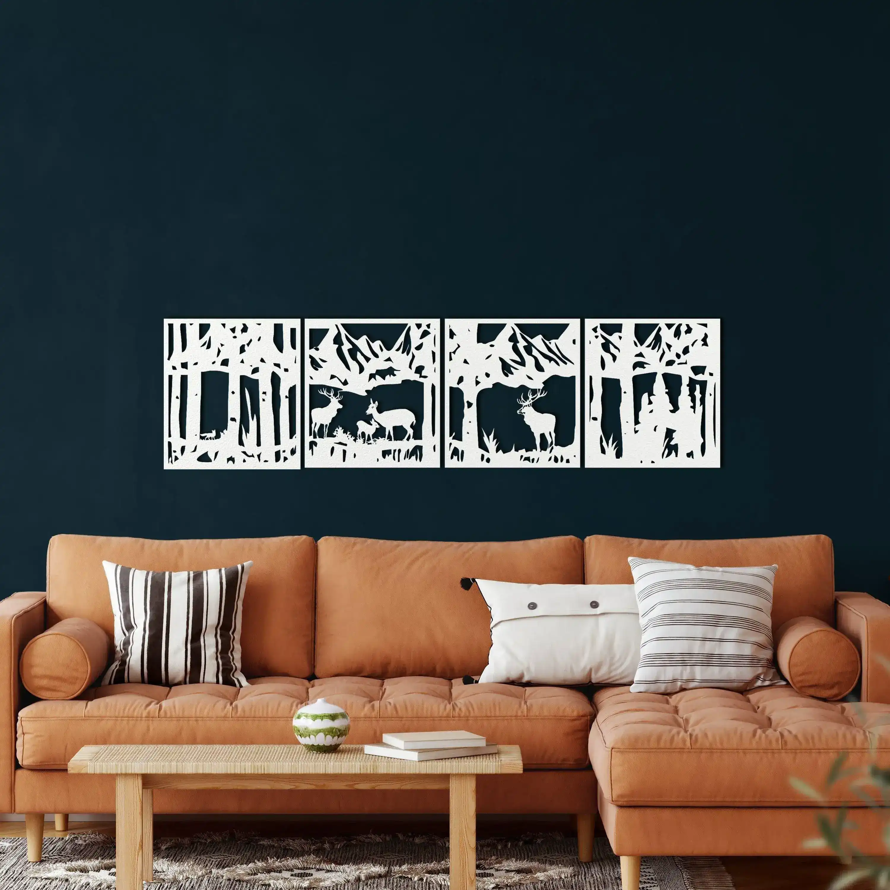 4 Panel Deer Family And Forest Metal Wall Art - Image 9