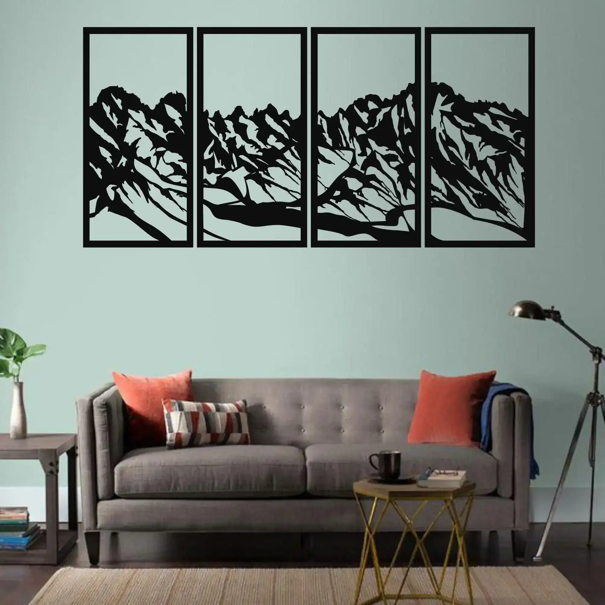 4 Panel Mountain Landscape Metal Wall Hangings - Image 3