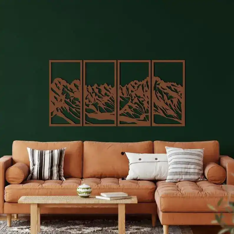 4 Panel Mountain Landscape Metal Wall Hangings - Image 6