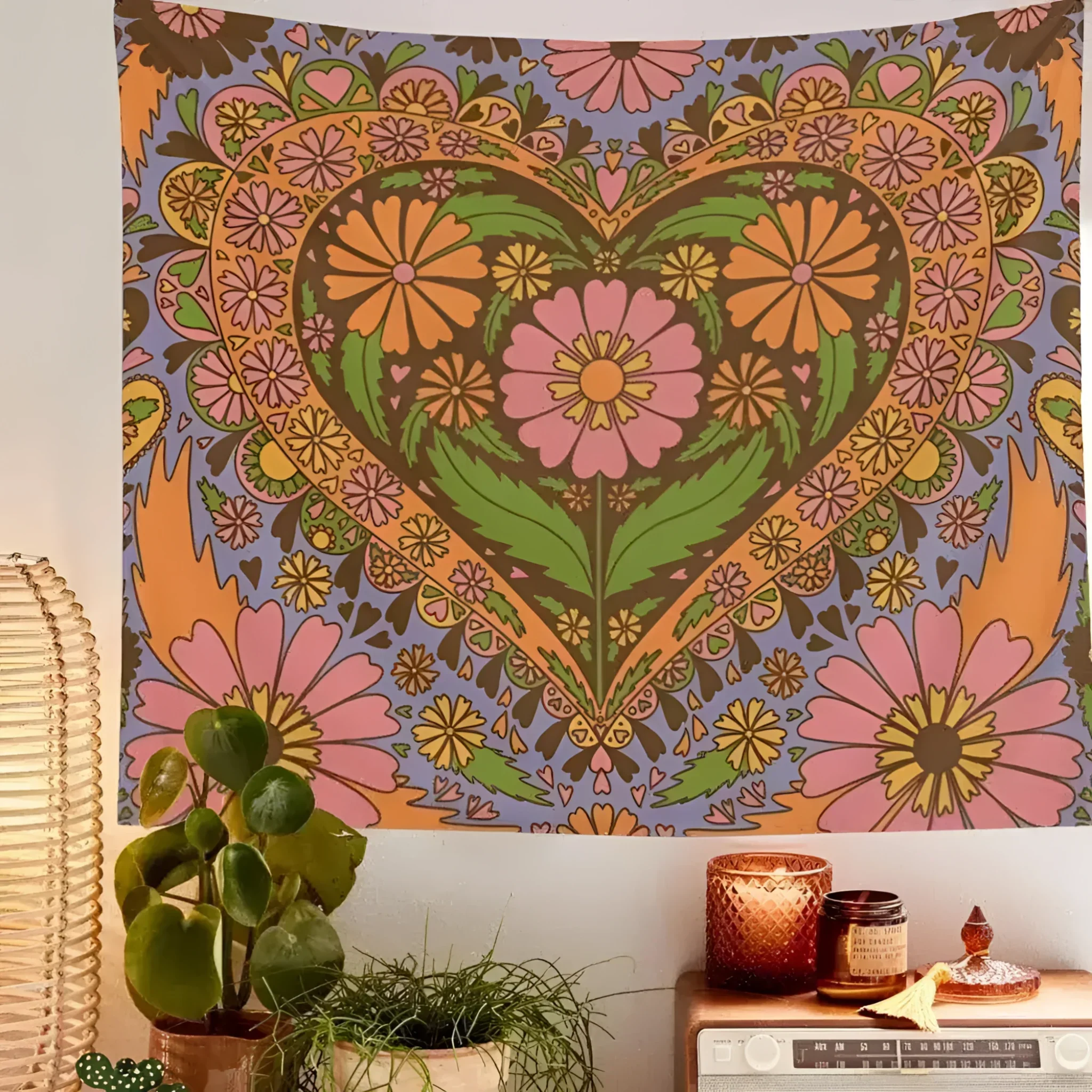 80S Retro Flower Wall Hanging Tapestry Wall Decor - Image 3