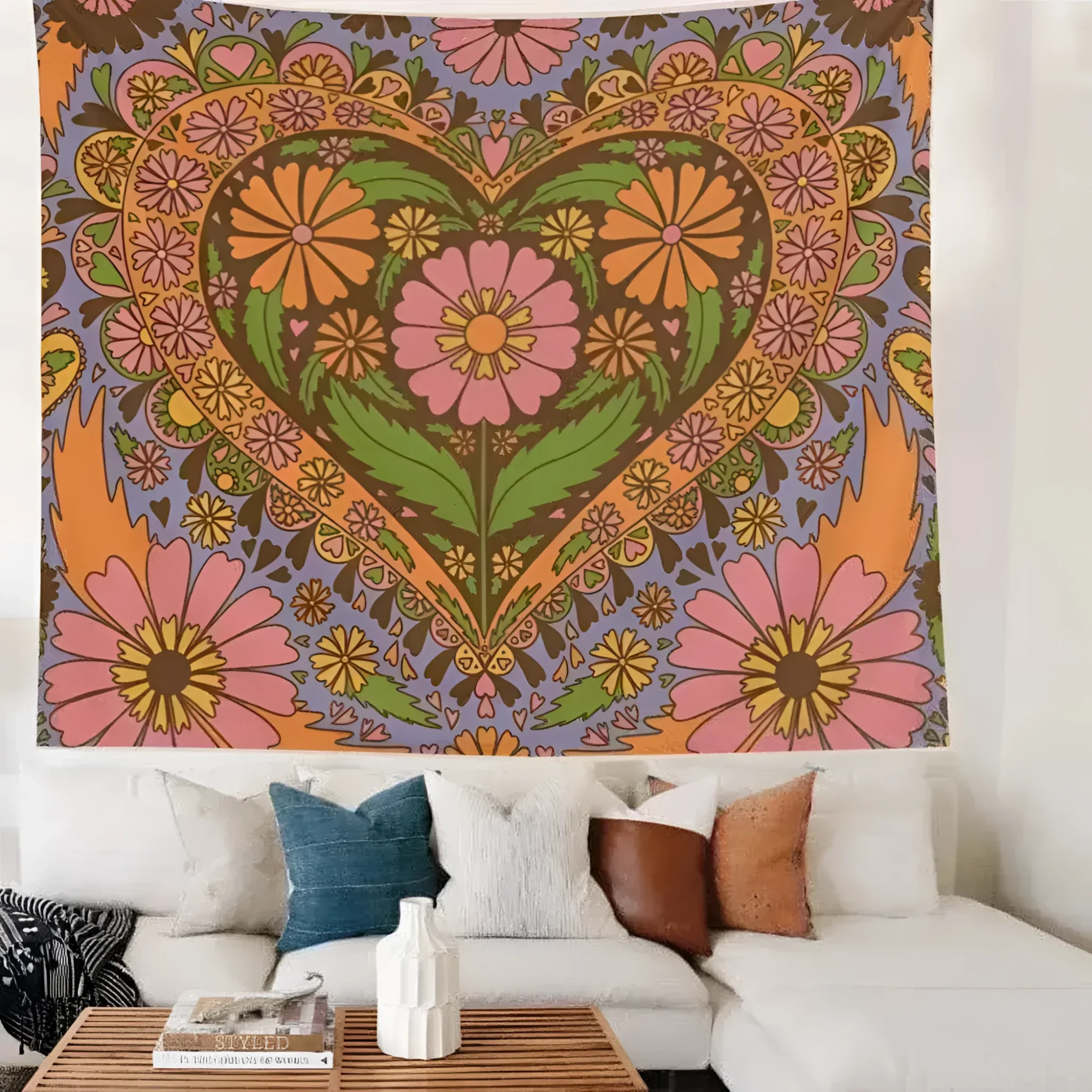 80S Retro Flower Wall Hanging Tapestry Wall Decor - Image 5