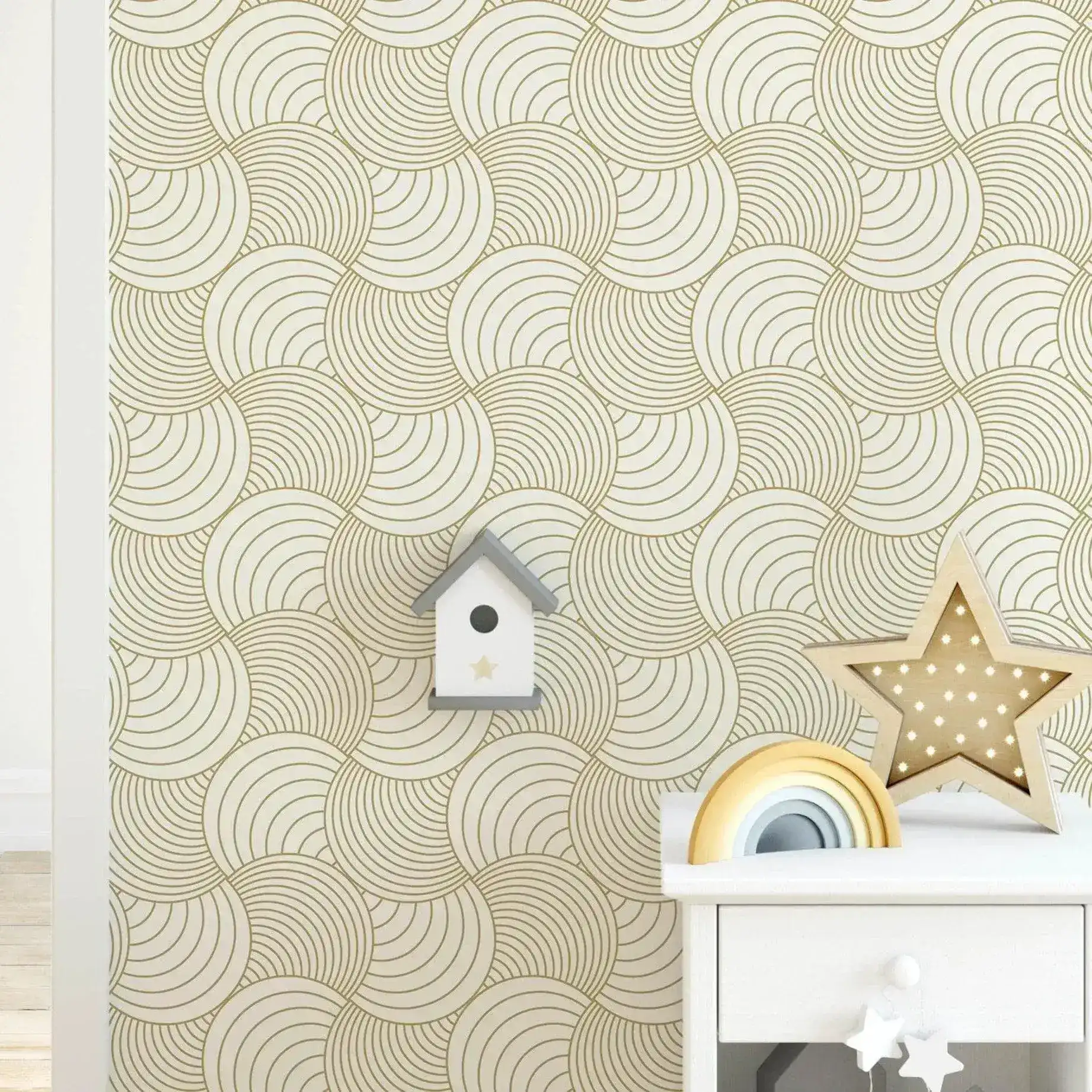 Abstract Beige Stripes Waves Removable Wallpaper - Image 7