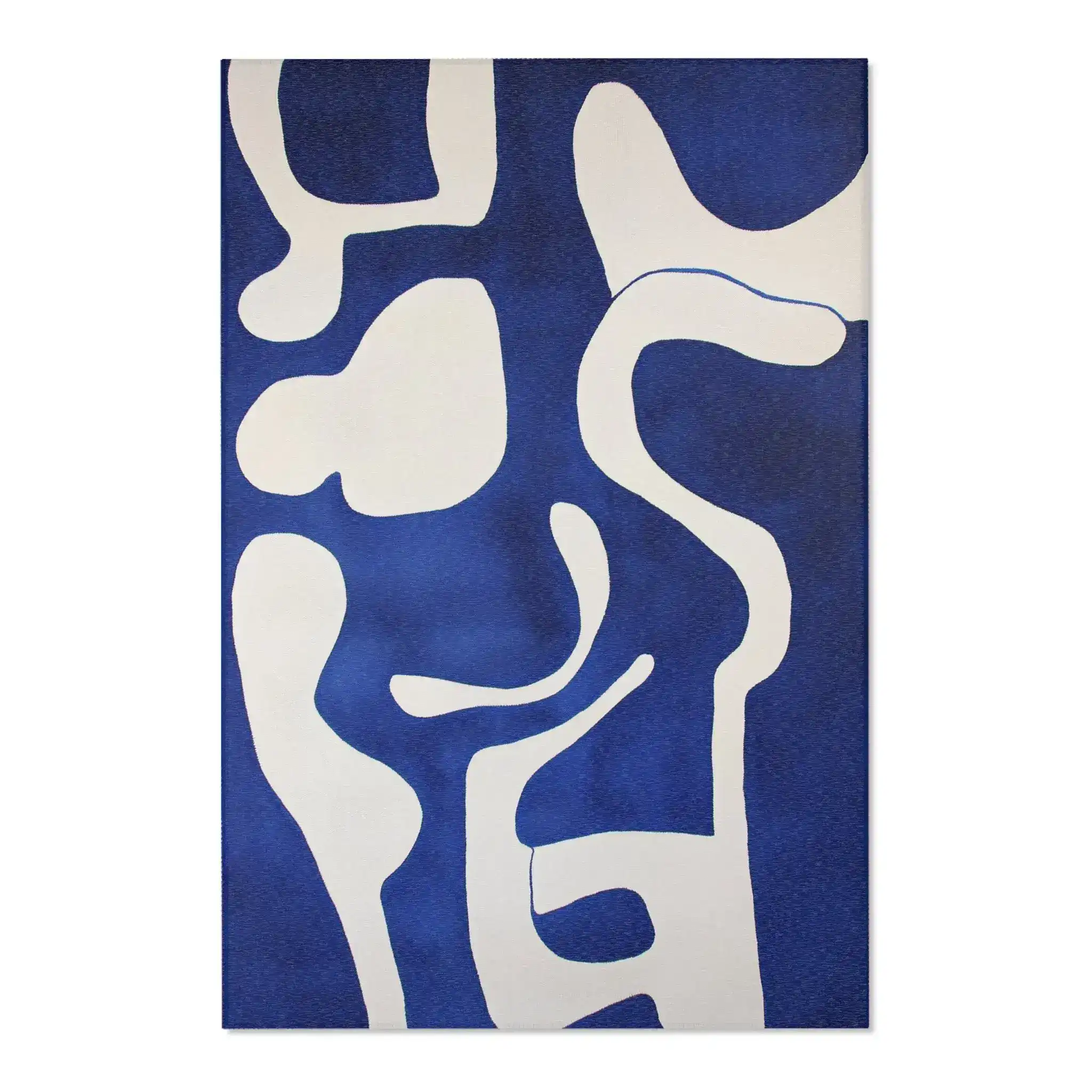 Abstract Blue & White Geometric Rug - Image 3