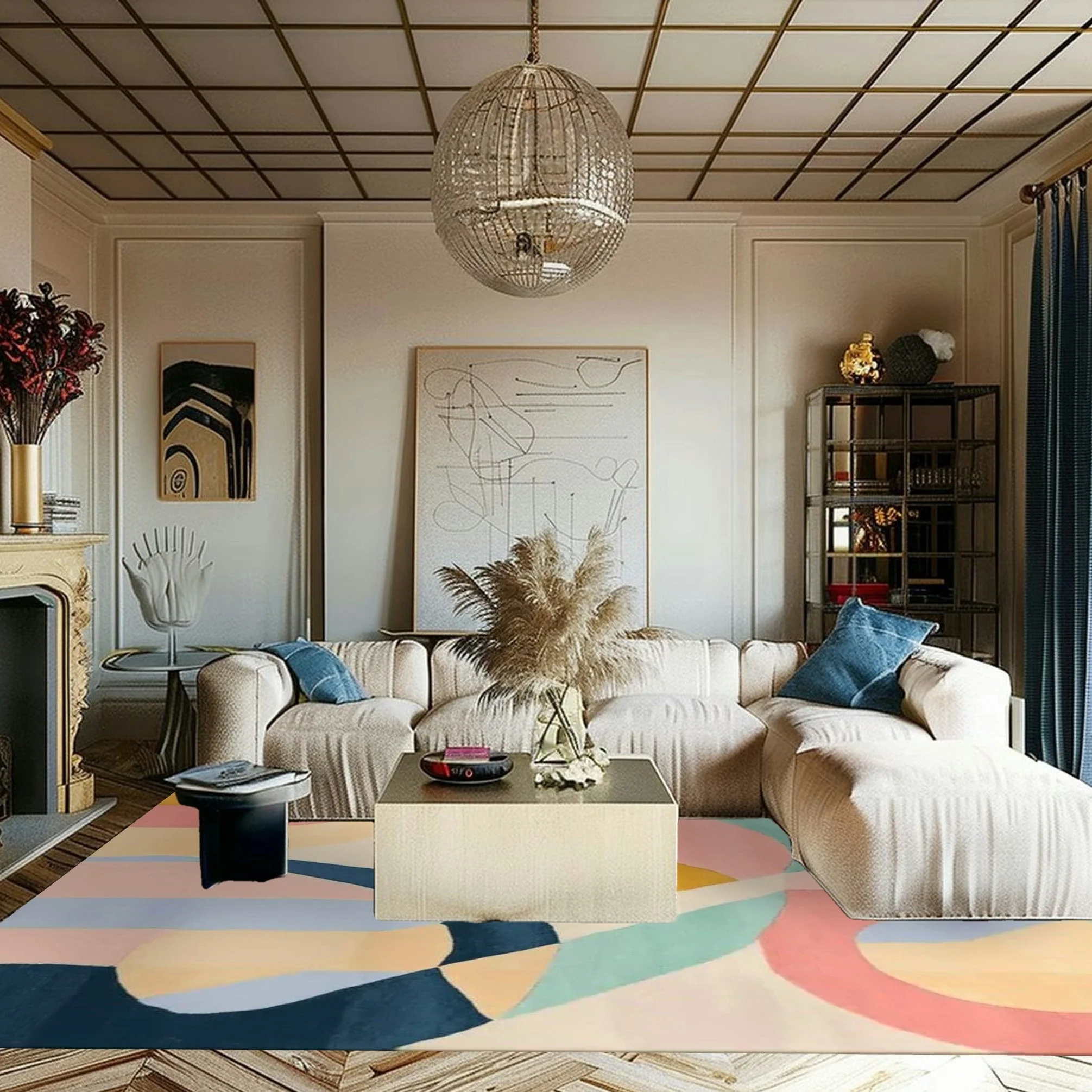 Abstract Color Motion Hand Tufted Rug - Image 7