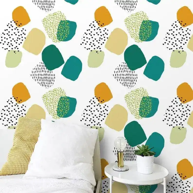 Abstract Colorful Geometric White Wallpaper - Image 6