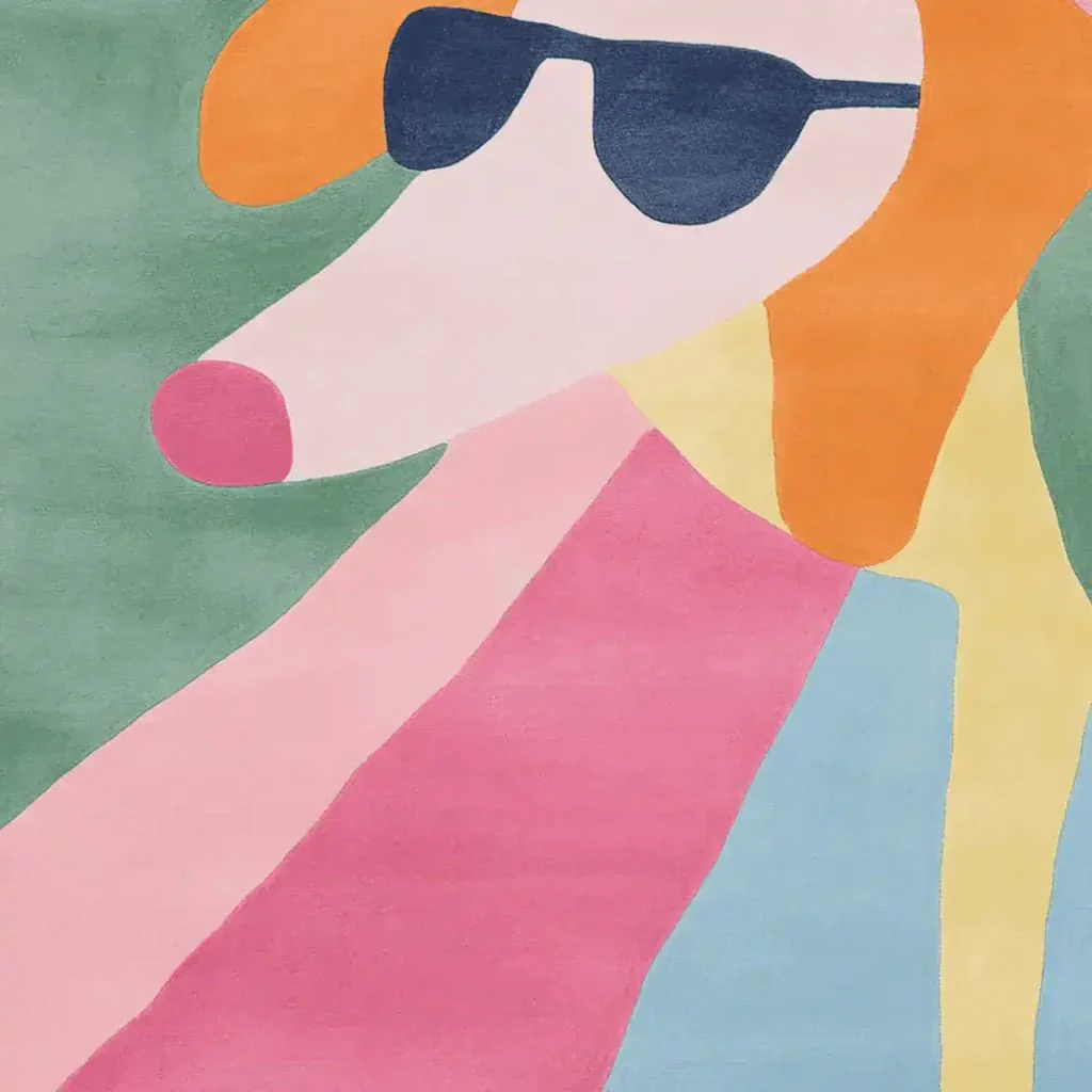 Abstract Dog Mood Hand Tufted Rug - Square - Image 3