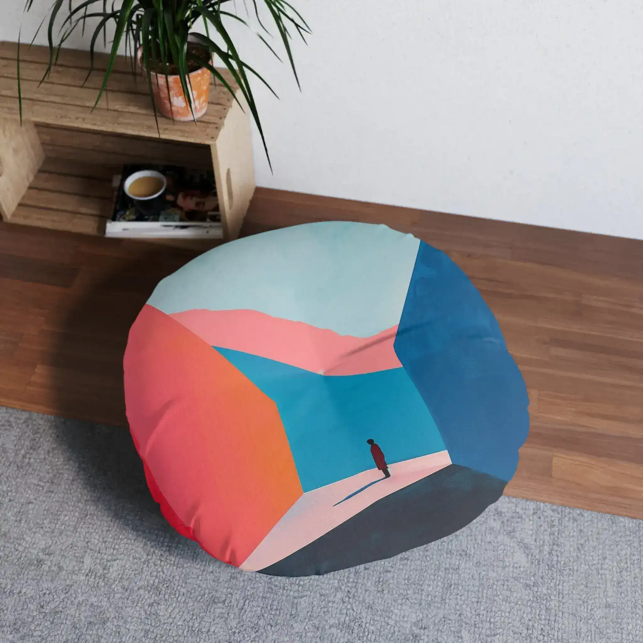 Abstract Geometric Color Block Floor Pillow - Image 8