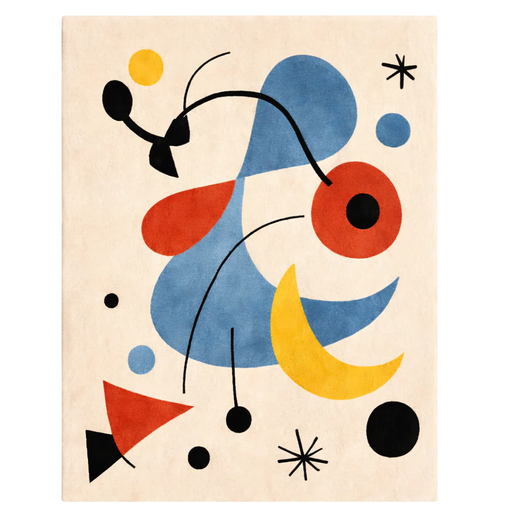 Abstract Miró Inspired Hand Tufted Rug