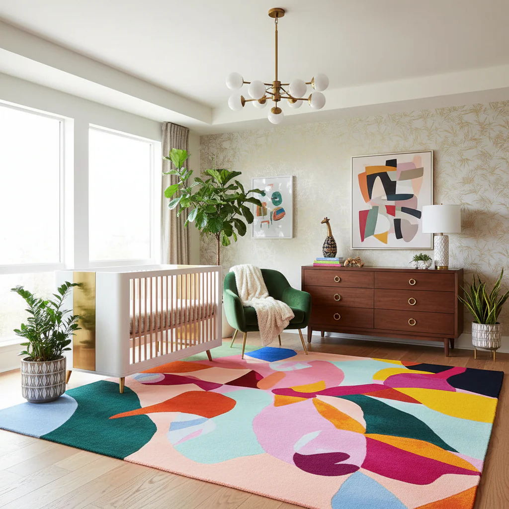 Abstract Shape Theory Hand Tufted Rug - Image 2