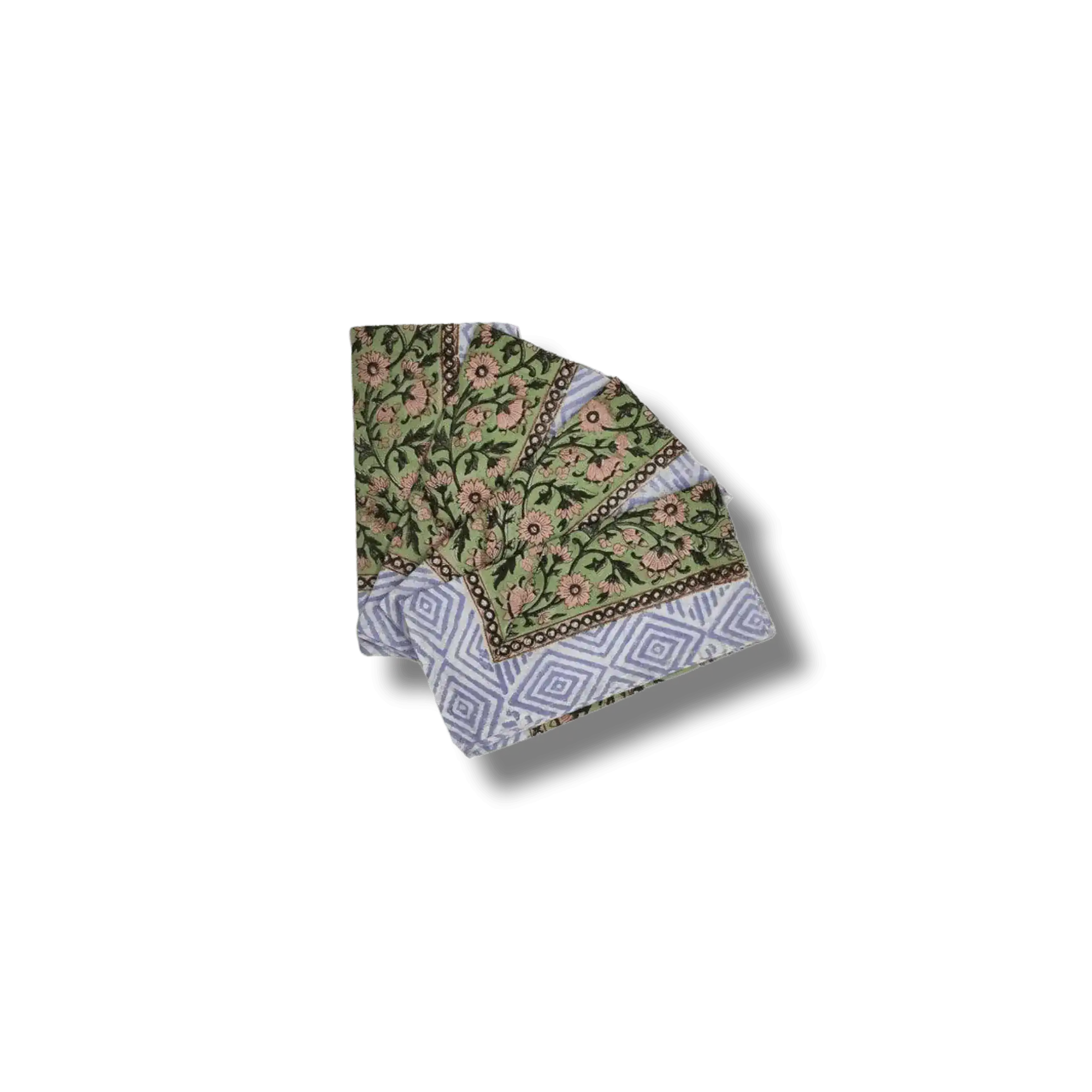 Aditi Green Hand Block Print Cotton Napkins - Image 2
