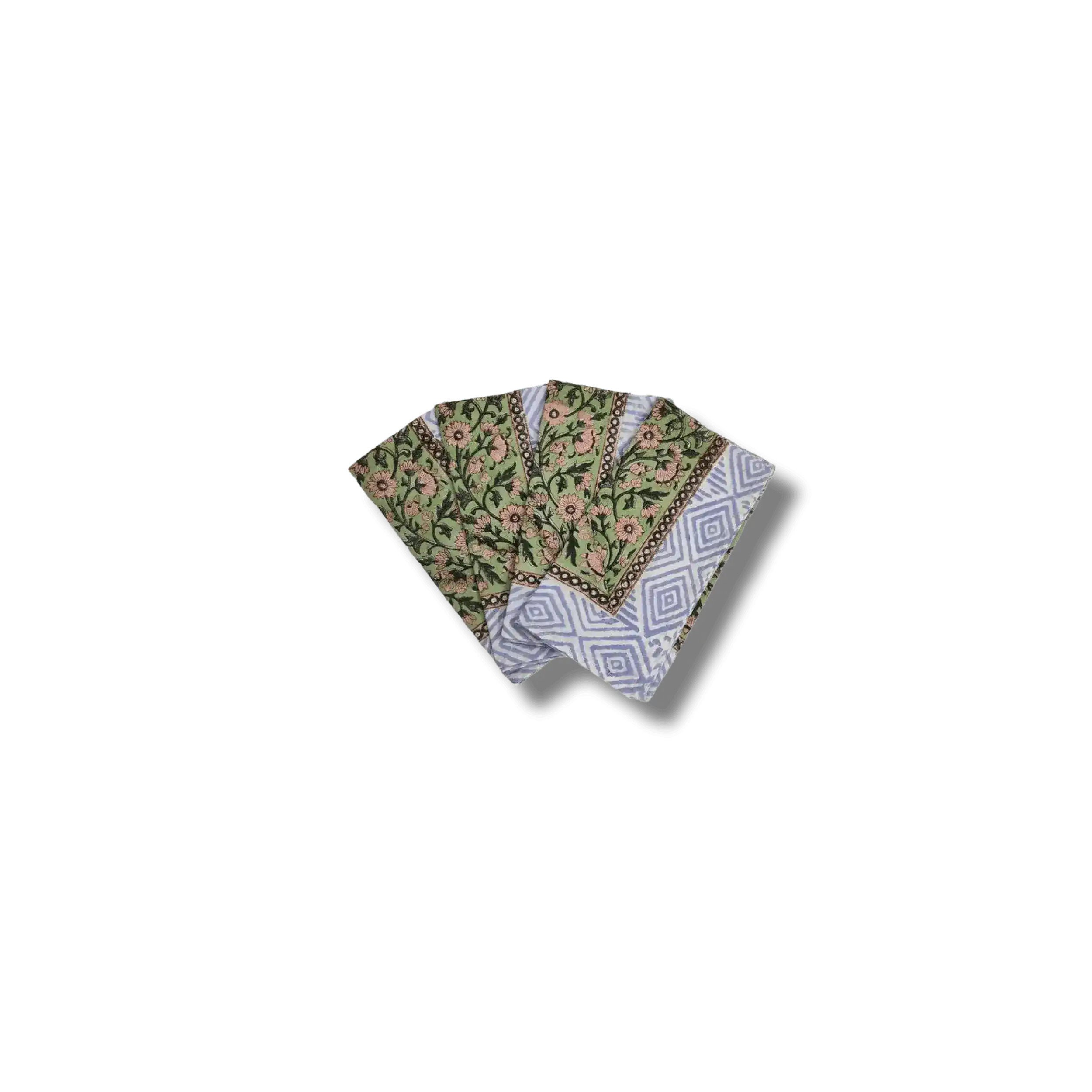 Aditi Green Hand Block Print Cotton Napkins - Image 6