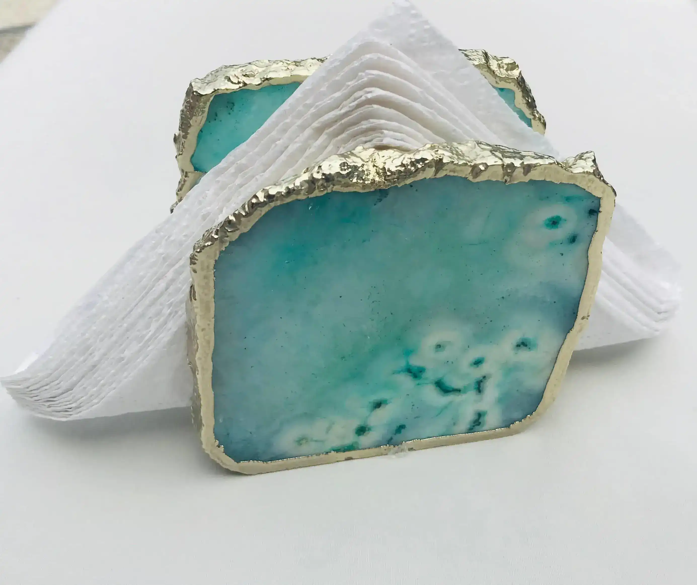 Aqua Agate Stone Napkin Holder - Image 3