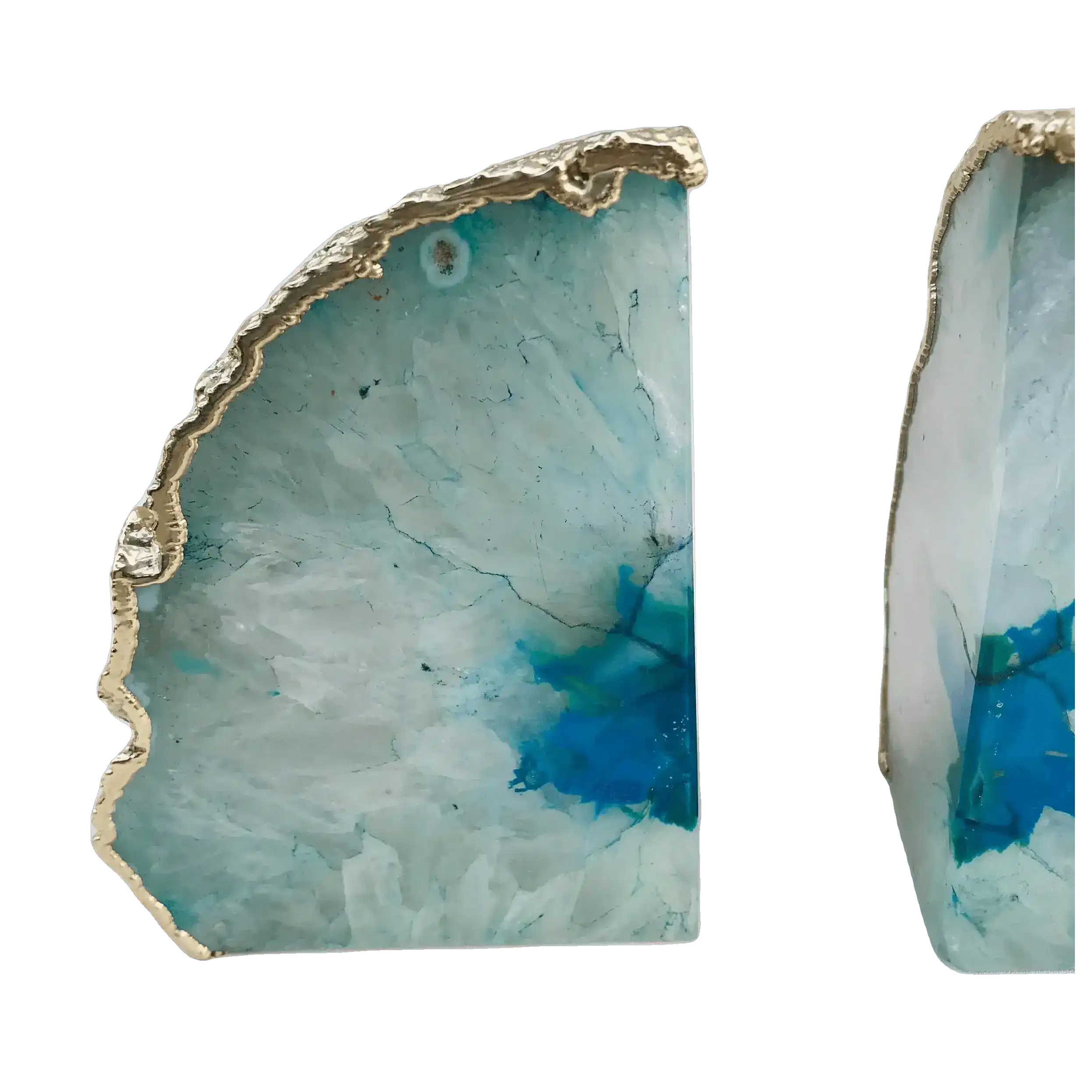 Aqua Plated Agate Bookends - Image 2