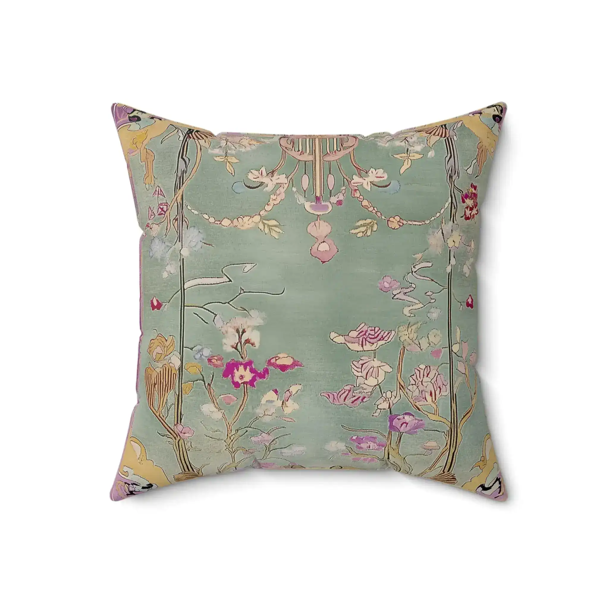 Art Deco Floral Chinoiserie Throw Pillow - Image 5