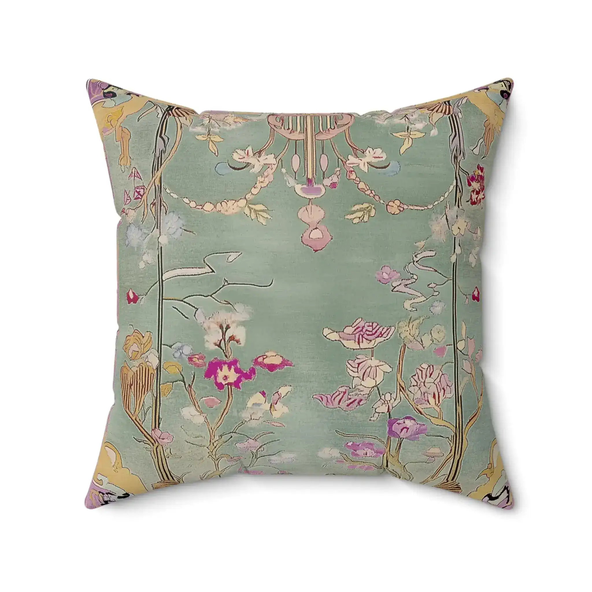 Art Deco Floral Chinoiserie Throw Pillow - Image 6