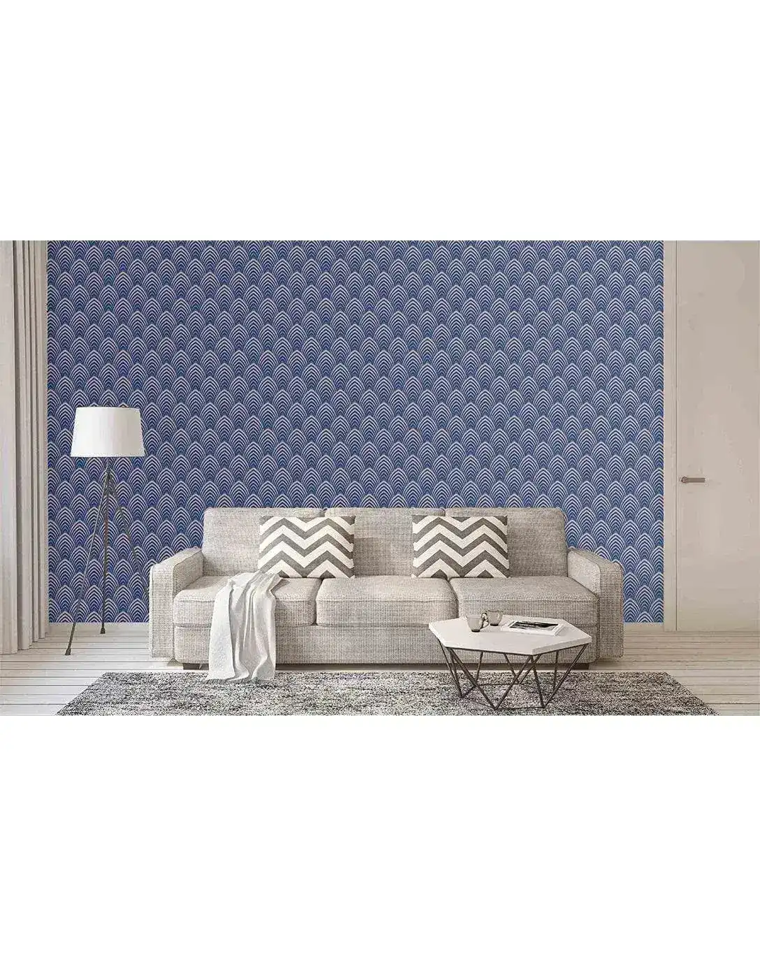 Art Deco Geometric Waves Removable Wallpaper - Image 3