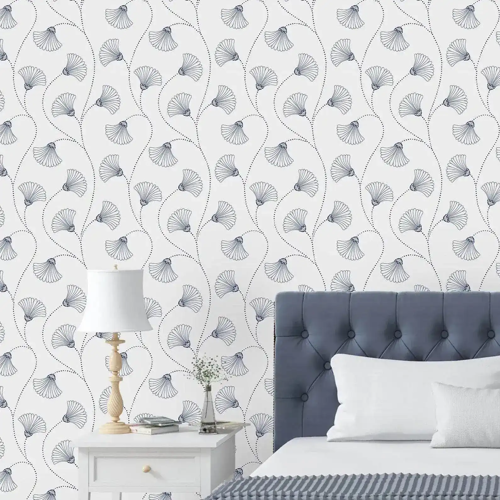 Art Deco Minimalistic Flowers Removable Wallpaper - Image 6