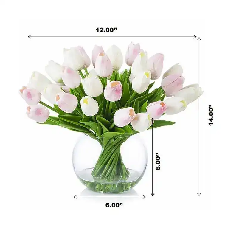 Artificial Tulip Floral Arrangement in Glass Vase - Image 4