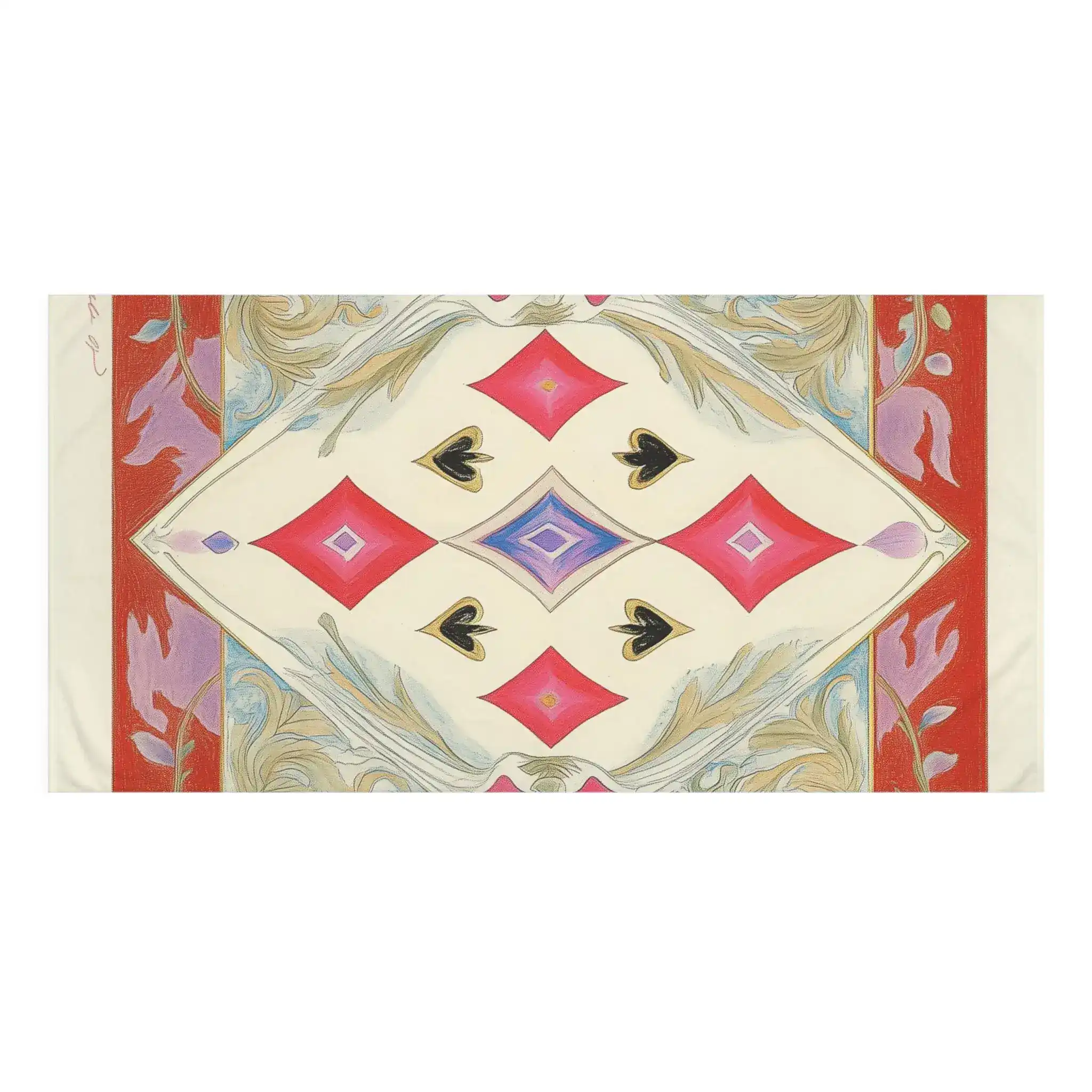 Artistic Geometric and Floral Diamond Bath Towel - Image 3