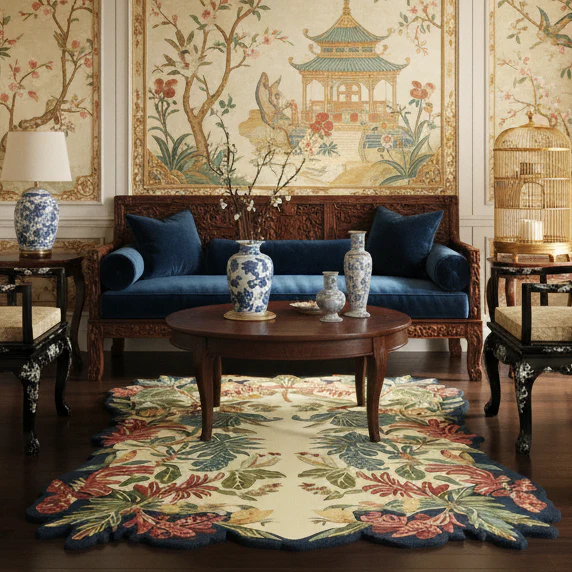 Baroque Floral Mirage Hand Tufted Wool Rug - Image 10