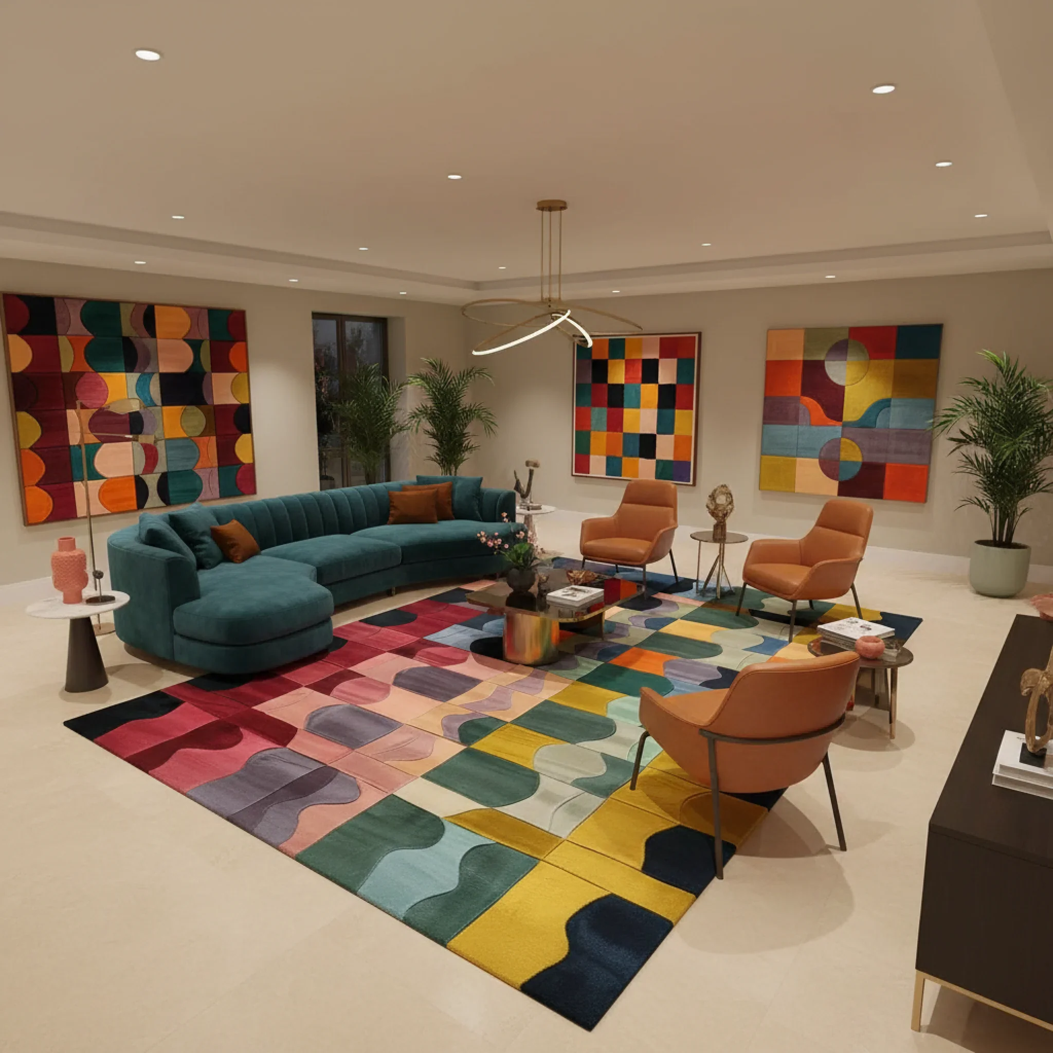 Bauhaus Patchwork Hand Tufted Wool Rug - Image 2