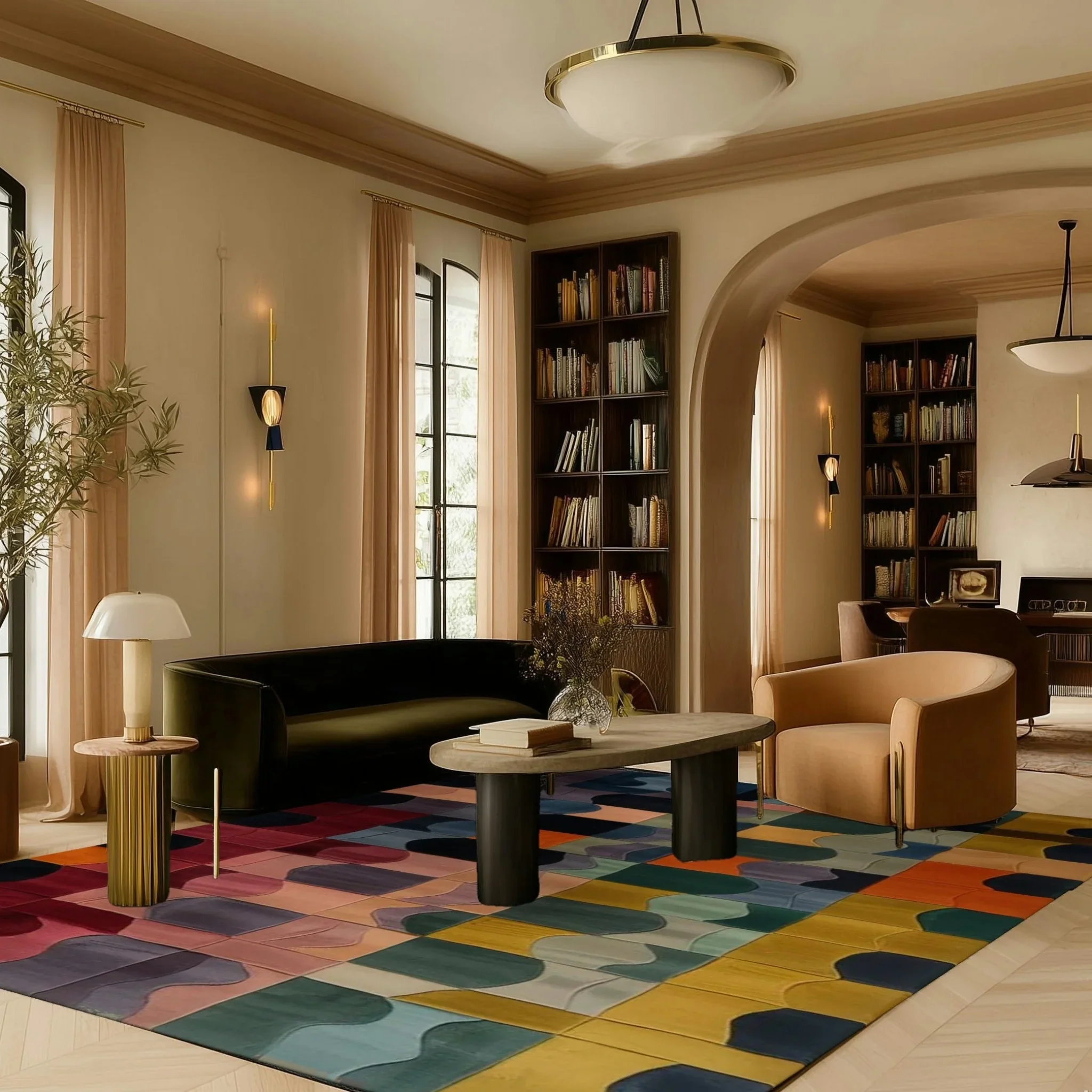 Bauhaus Patchwork Hand Tufted Wool Rug - Image 3