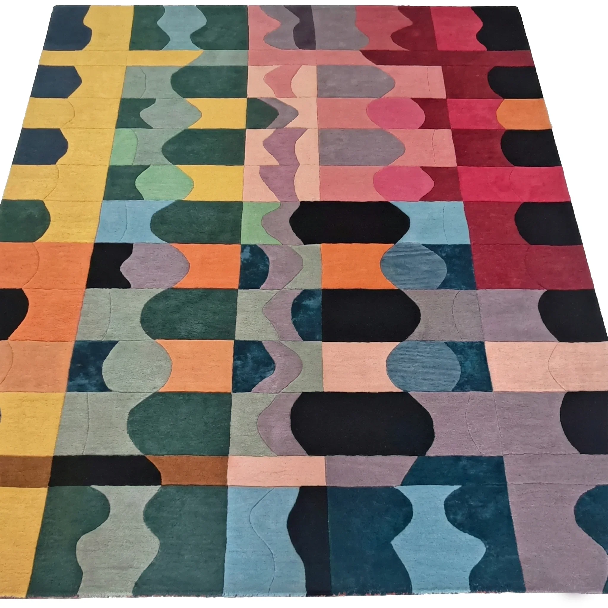 Bauhaus Patchwork Hand Tufted Wool Rug - Image 4