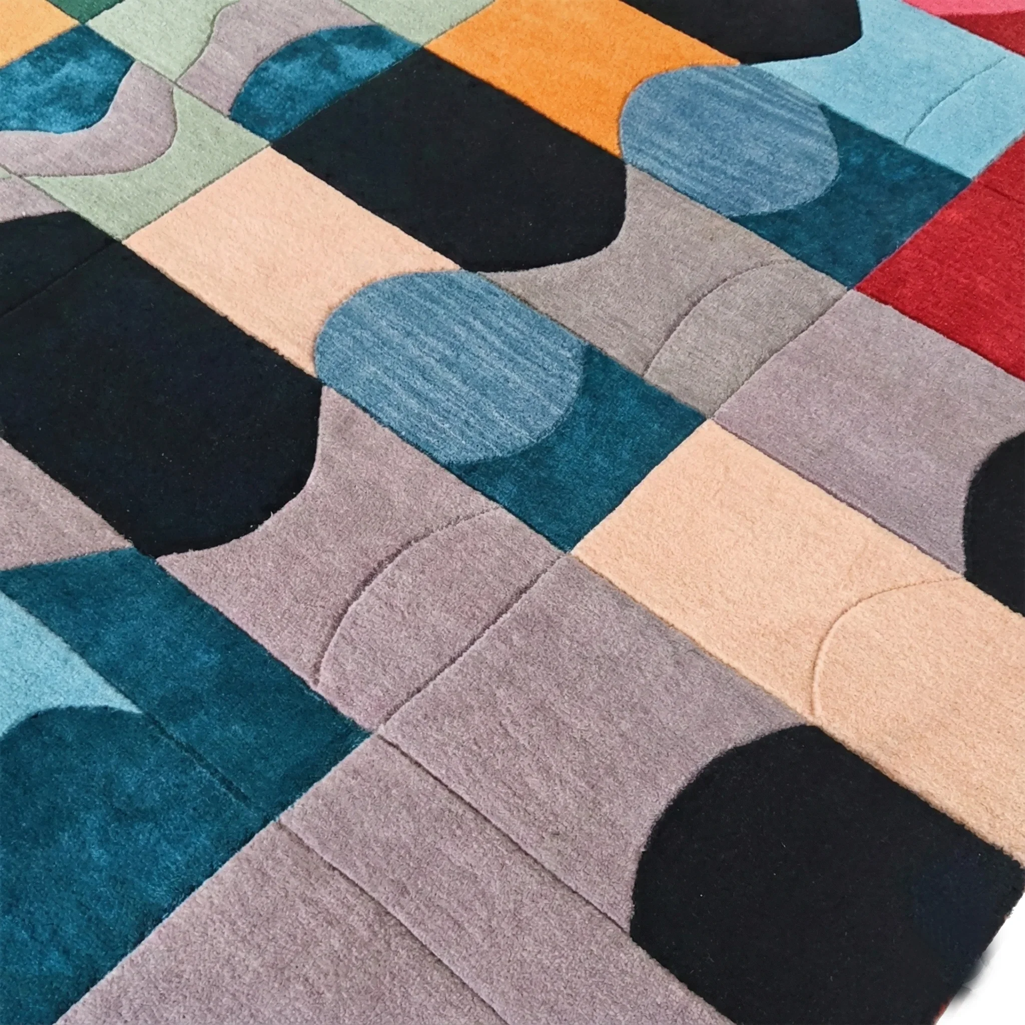 Bauhaus Patchwork Hand Tufted Wool Rug - Image 7