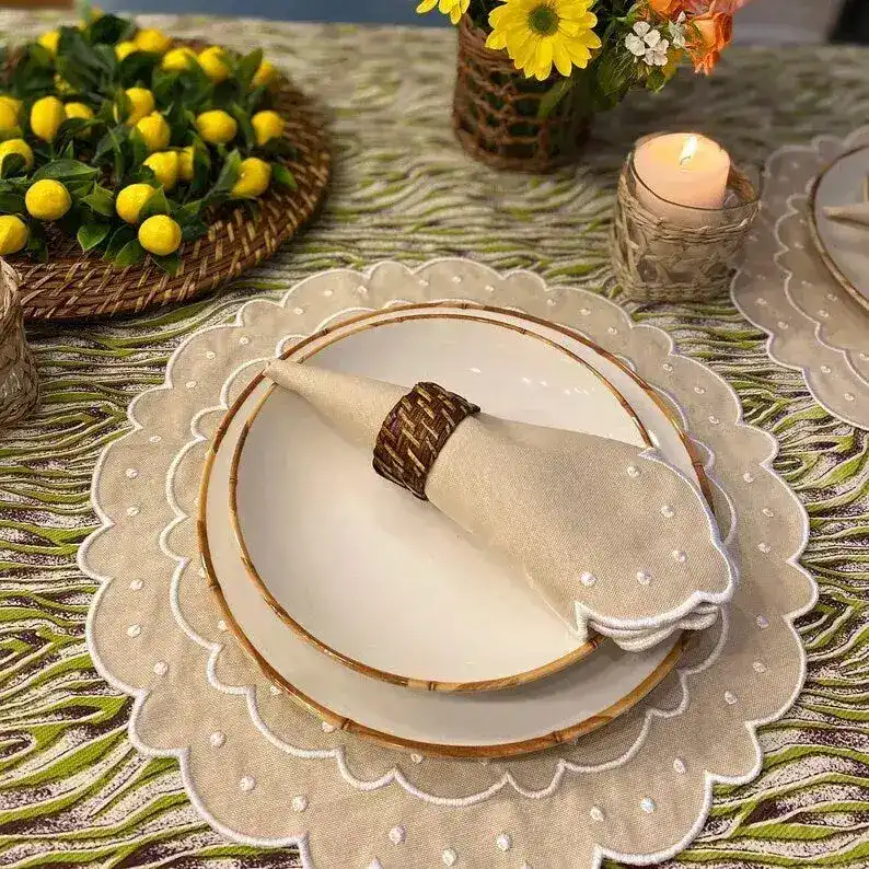 Beige Bliss with White Trim Placemats - Image 2