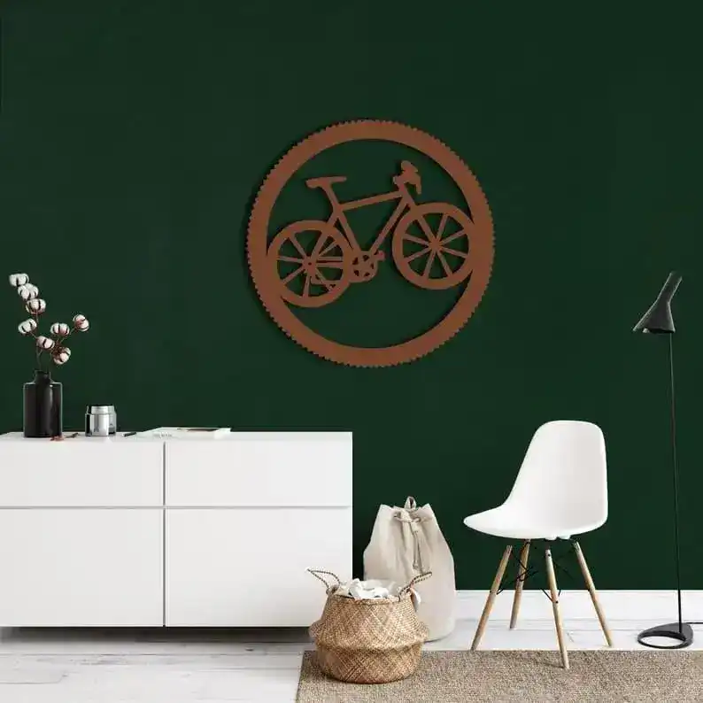 Bicycle in Circle Metal Wall Hanging Art - Image 6