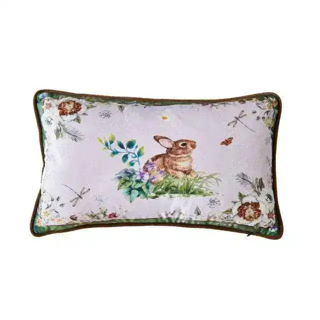 Birds of Floral Paradise Printed Velvet Cushion Cover - Image 3