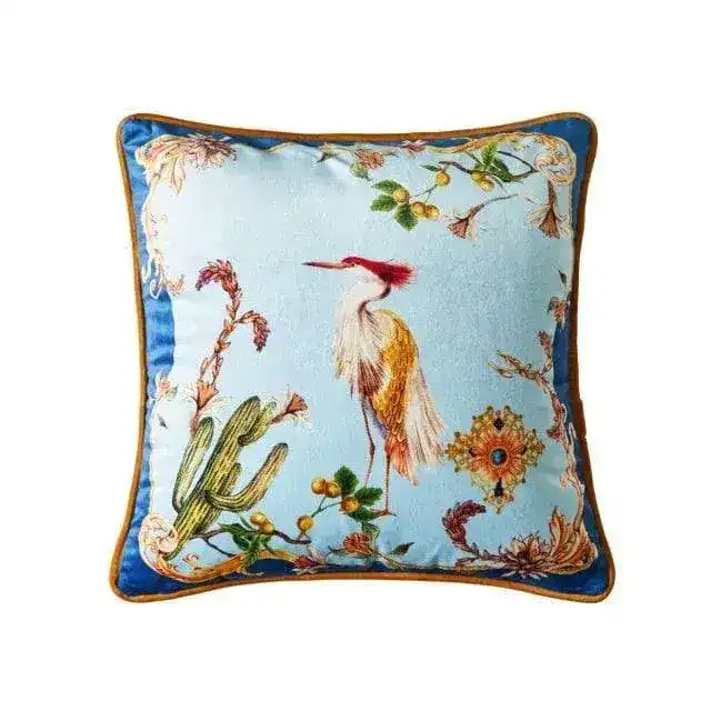 Birds of Floral Paradise Printed Velvet Cushion Cover - Image 8