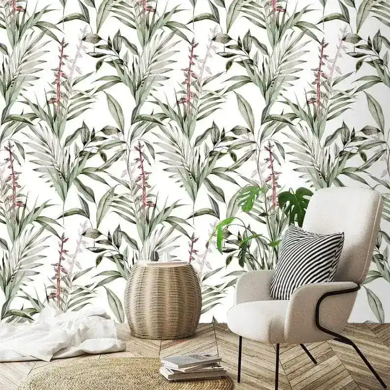 Birds of Paradise Leaves Botanical Wallpaper - Image 4