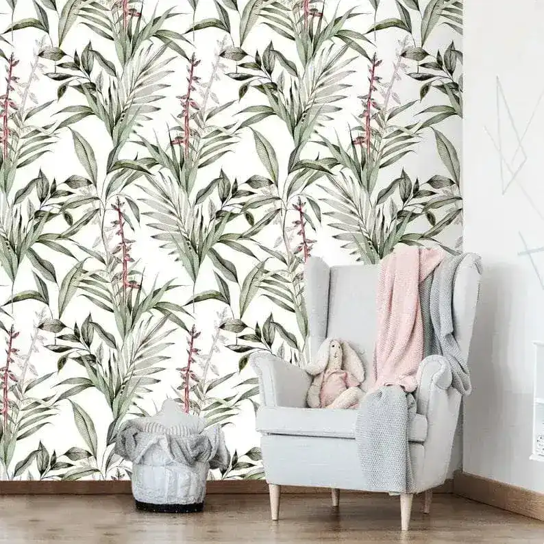 Birds of Paradise Leaves Botanical Wallpaper - Image 5