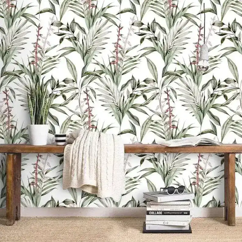 Birds of Paradise Leaves Botanical Wallpaper - Image 7