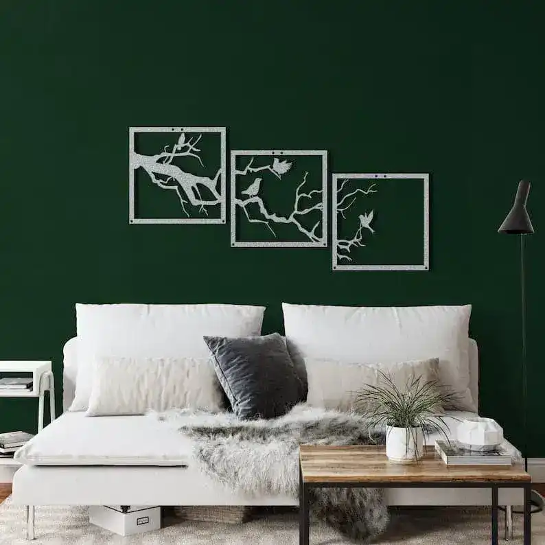 Birds on Branch Wall Art - 3 Panels Metal Wall Decor - Image 5