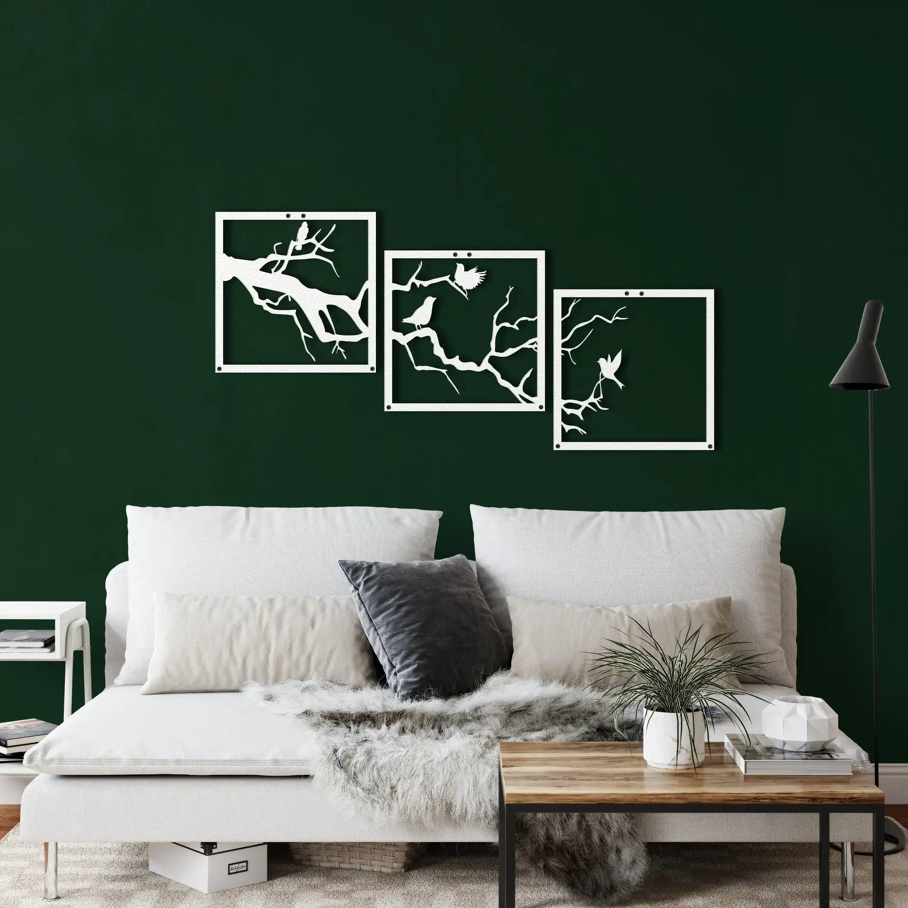 Birds on Branch Wall Art - 3 Panels Metal Wall Decor - Image 9