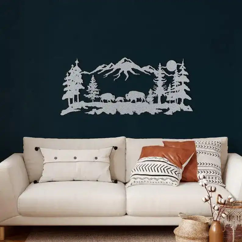 Bison and Mountain Metal Wall Hangings - Image 4