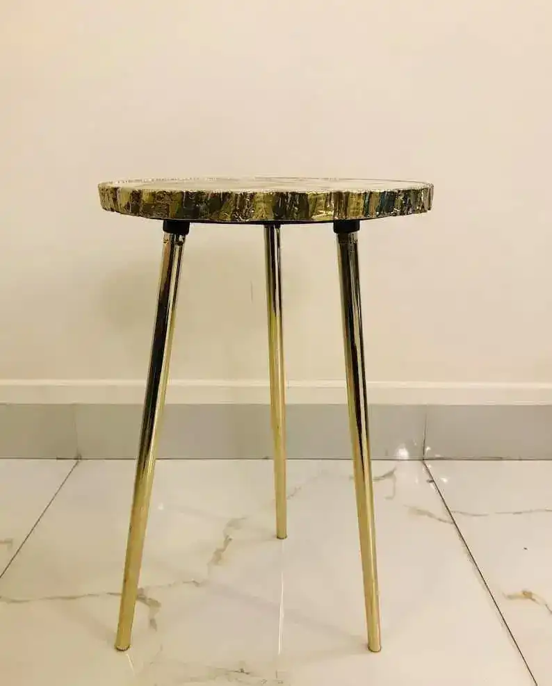 Black Agate Organic Edge Accent Table - Image 9