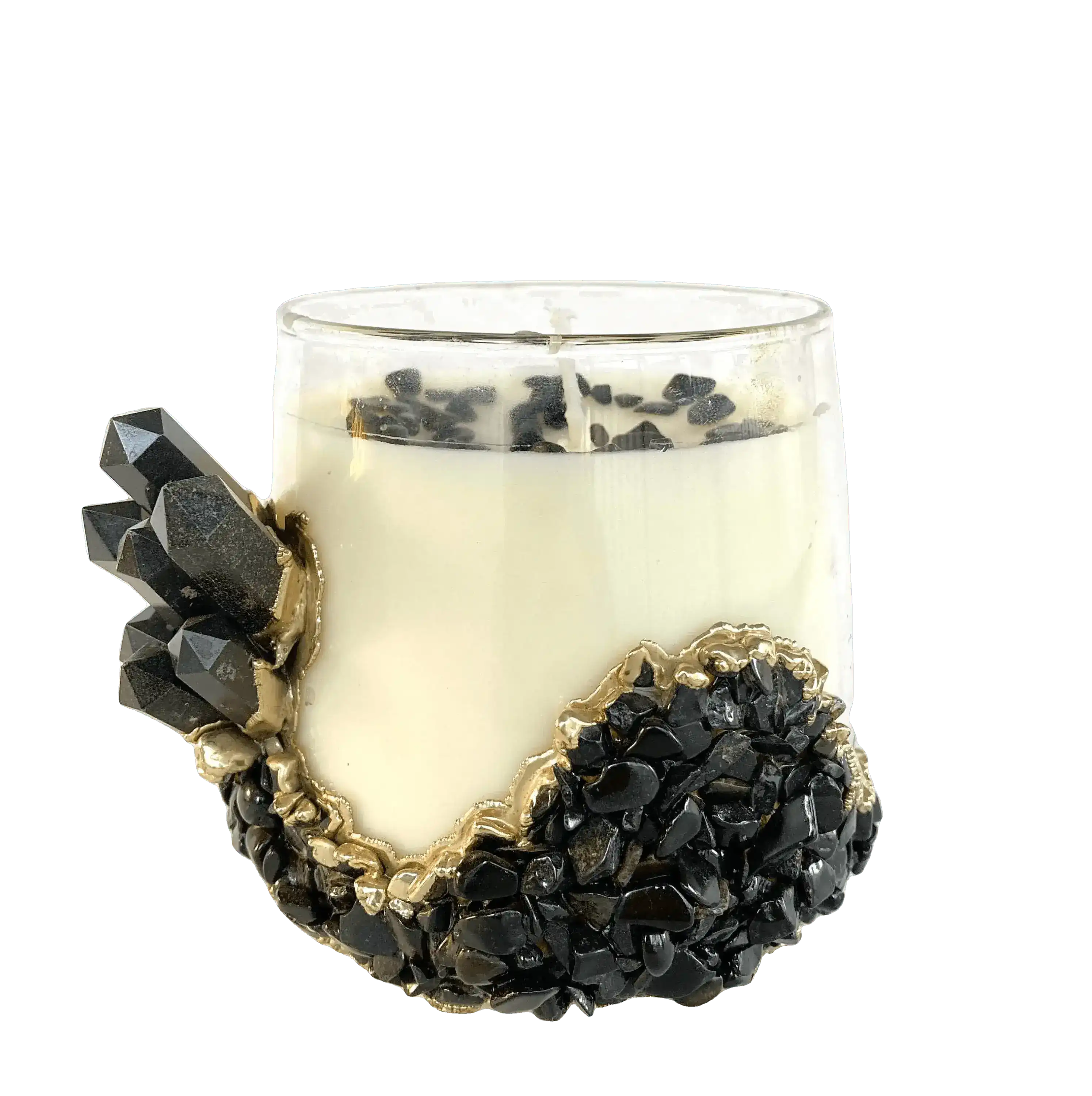 Black Agate Quartz Crystal Scented Soy Candles in Glass Mug - Set of 2 - Image 4