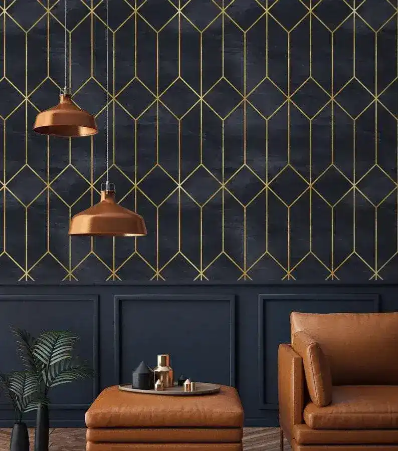 Black and Gold Art Deco Geometric Wallpaper - Image 3