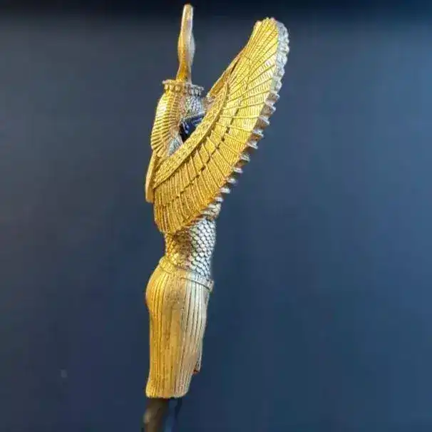 Black and Gold Egyptian Goddess Isis Standing Sculpture - Image 3