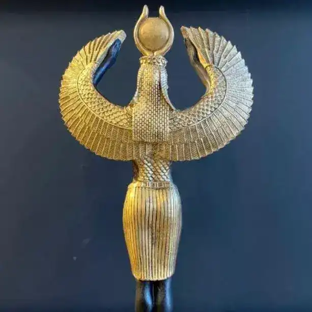 Black and Gold Egyptian Goddess Isis Standing Sculpture - Image 6