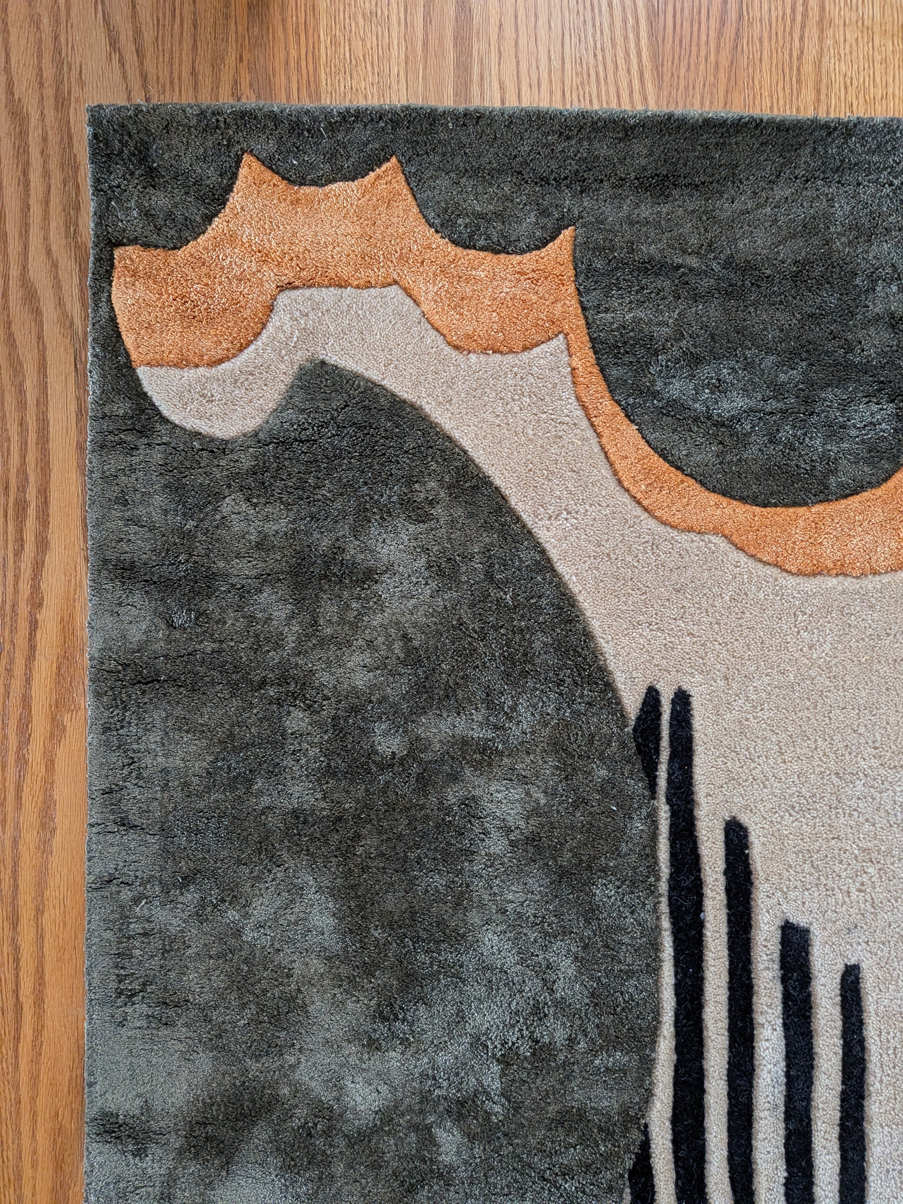 Art Deco Striped Hand Tufted Rug 3 x 5 ft - Image 6