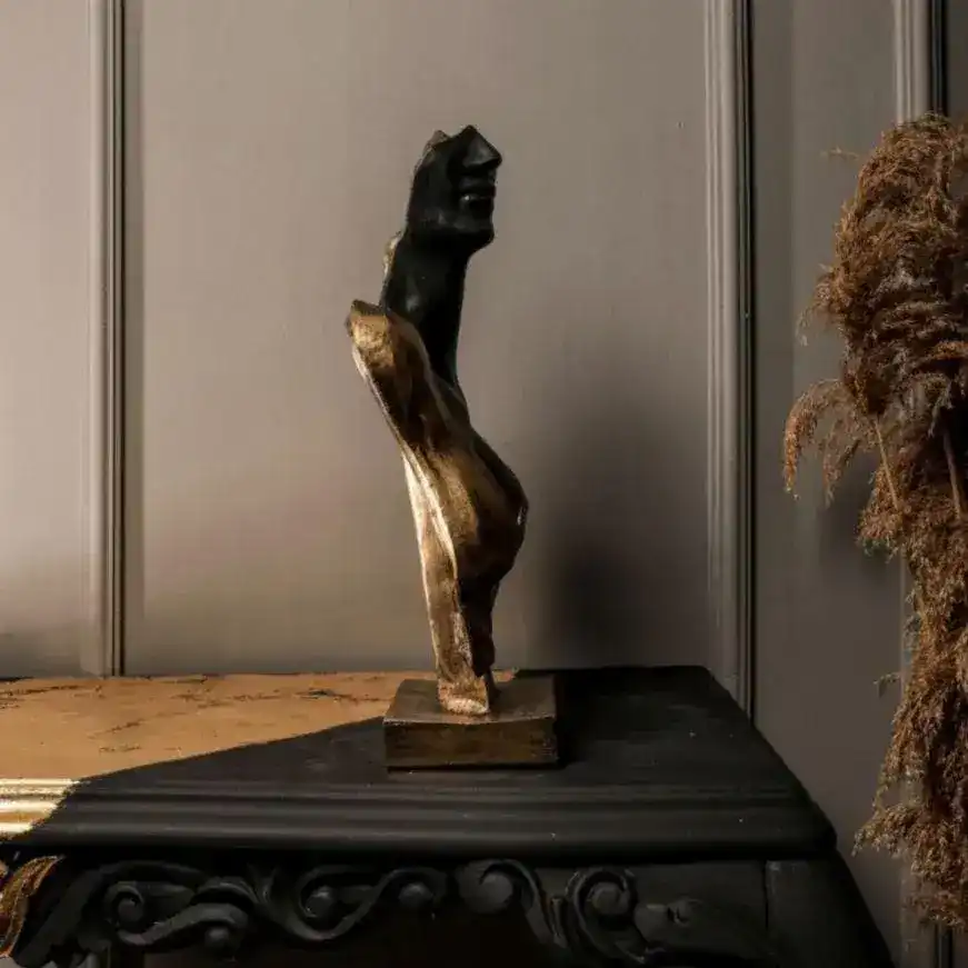 Black and Gold Woman Bust Sculpture - Image 3