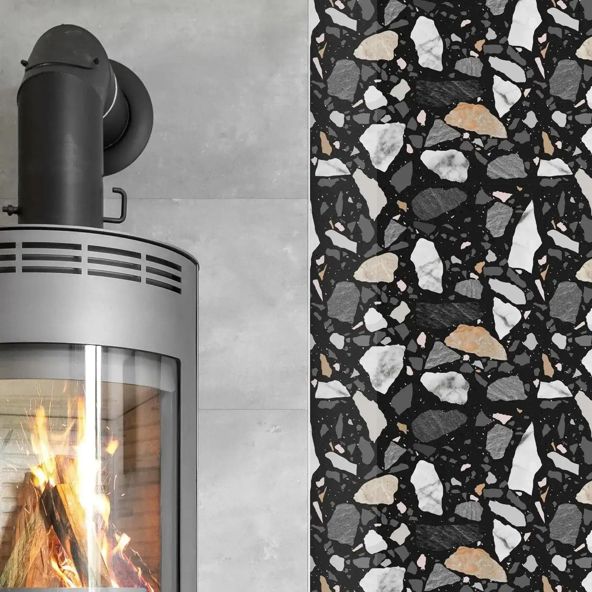 Black and Gray Texture Terrazzo Self Adhesive Wallpaper - Image 7