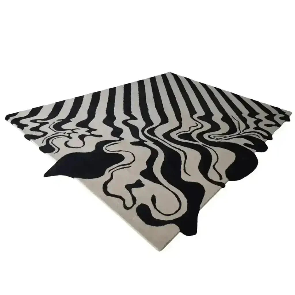 Black and Tan Melting Hand Tufted Wool Rug - Image 6