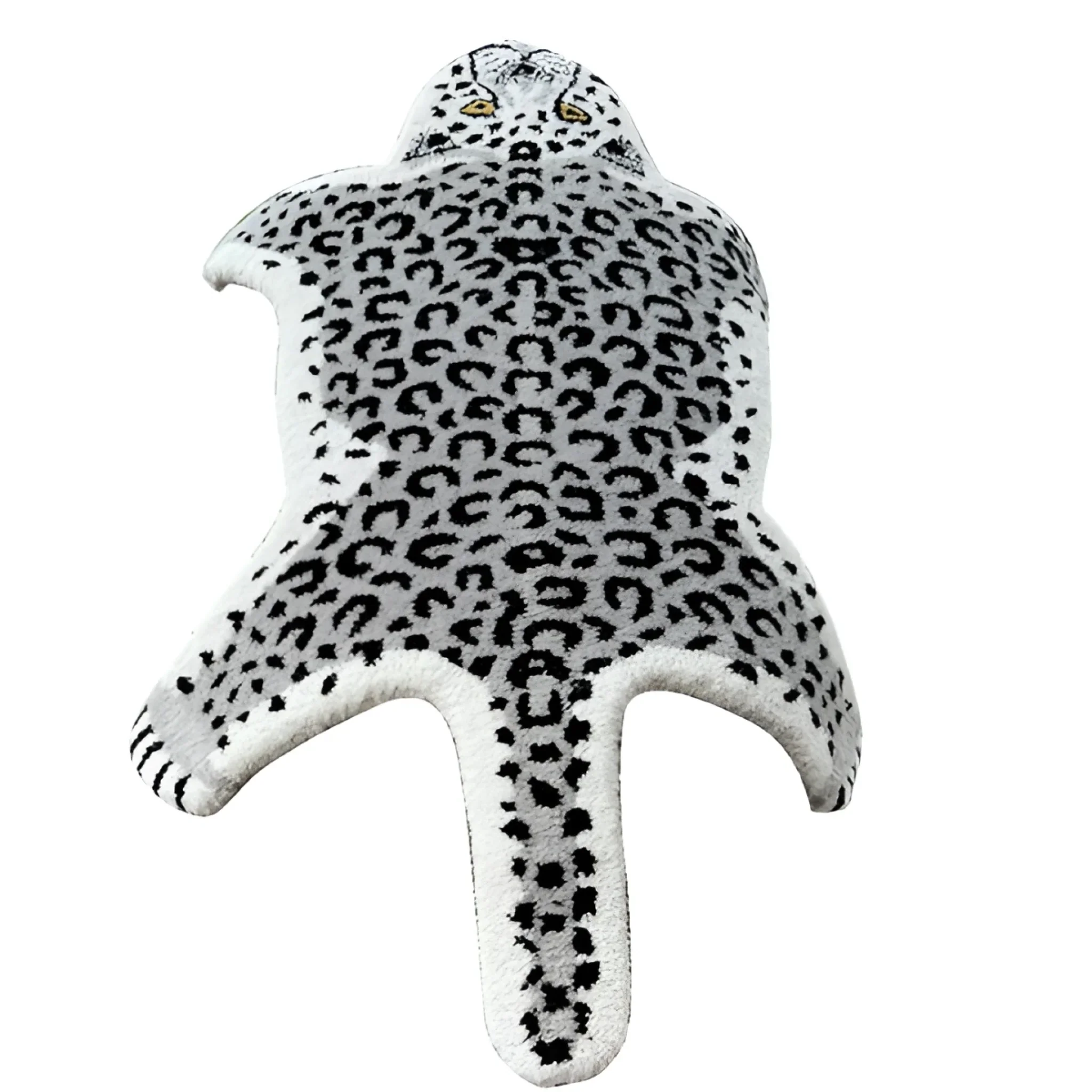 Black and White Hand Tufted Leopard Shaped Accent Wool Rug - Image 3