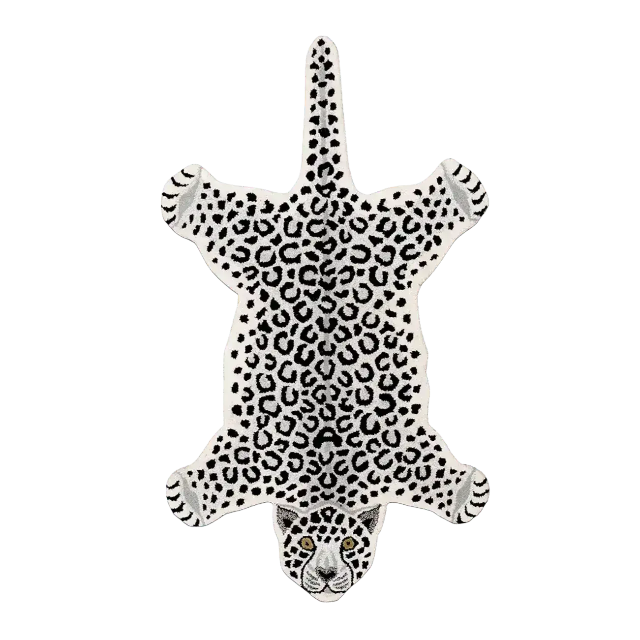 Black and White Hand Tufted Leopard Shaped Accent Wool Rug - Image 4